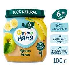 Фрутоняня пюре фруктовое Яблоко банан 100г с 6 месяцев
