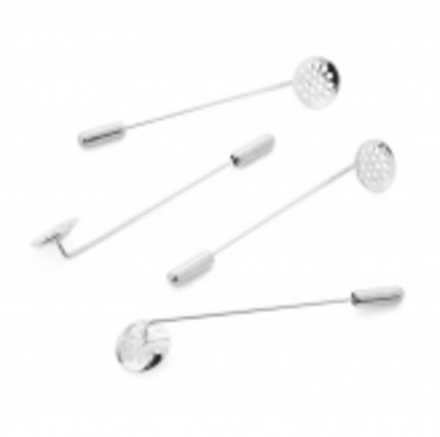 Основа - игла пин для броши с Кругом (12 мм) СЕРЕБРО