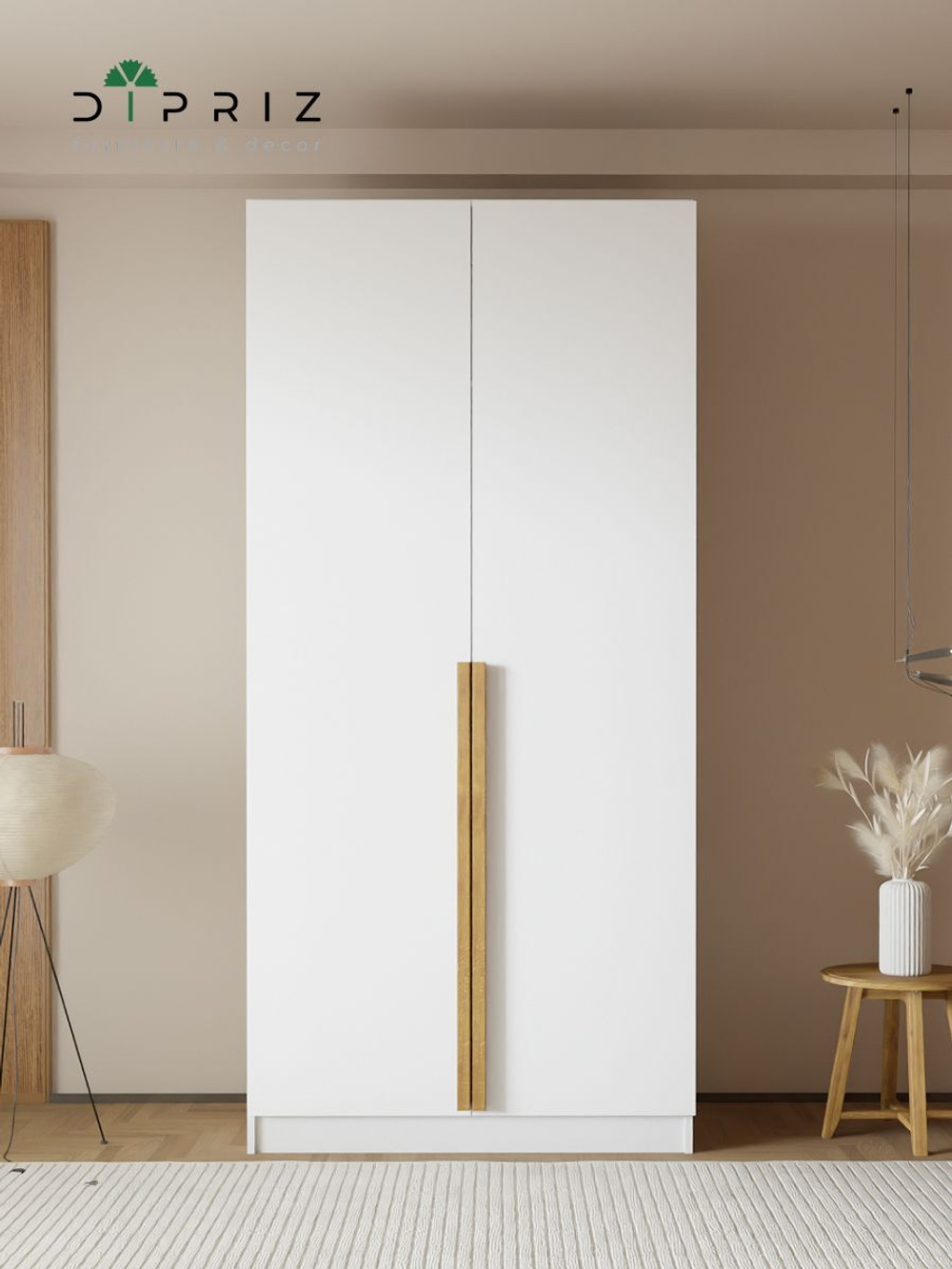 Шкаф распашной двухдверный Джамбо+, белый, 215х100х58