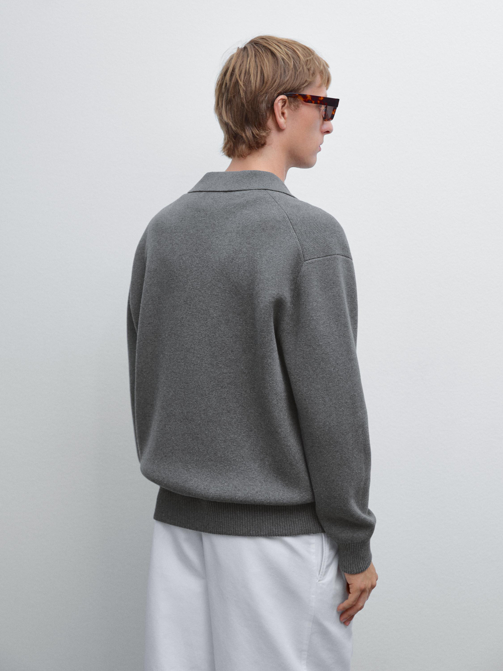 Massimo Dutti Вязаный кардиган из хлопка на пуговицах, серый