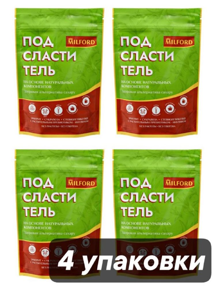 Сахарозаменитель MILFORD Эритрит-Сукралоза-Инулин 150 г x 4 шт