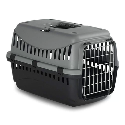 Duvo+ переноска пластиковая для животных до 8кг "gipsy eco", чёрно-серая, 58х38х38см
