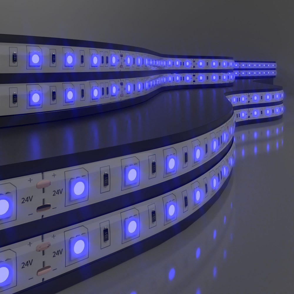 Светодиодная лента 24 В 14,4 Вт/м 60 Led/м 5050 IP20, синий, 5 м Лента светодиодная 24V 14,4W 60Led 5050 IP20 синий, 5м