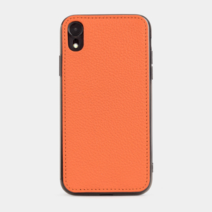 Чехол-накладка кожаная для iPhone XR оранжевого цвета
