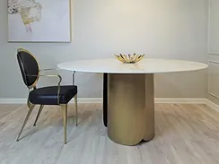 Стол Oscar, Ø150 см, белый керамогранит