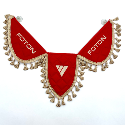Вымпел тройной Foton (экокожа, красный с бежевой вышивкой)