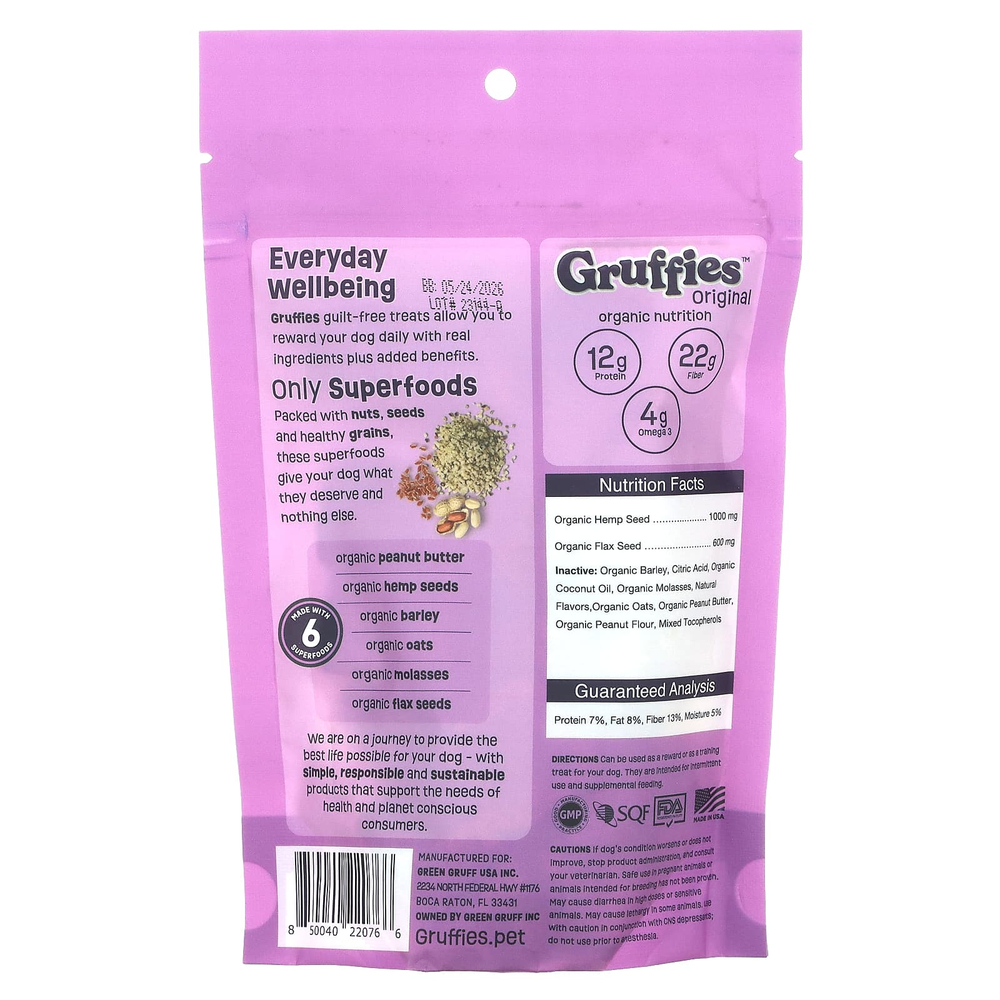 Green Gruff, Gruffies, оригинальные лакомства для собак с арахисовой пастой, 170 г (6 унций)