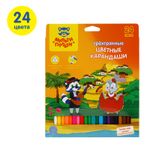 Карандаши цветные Мульти-Пульти "Енот в Испании", 24цв., трехгран., заточен., картон, европодвес