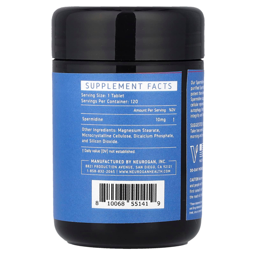 Neurogan Health, спермидин, 10 мг, 120 таблеток, 42 г (1,48 унции)