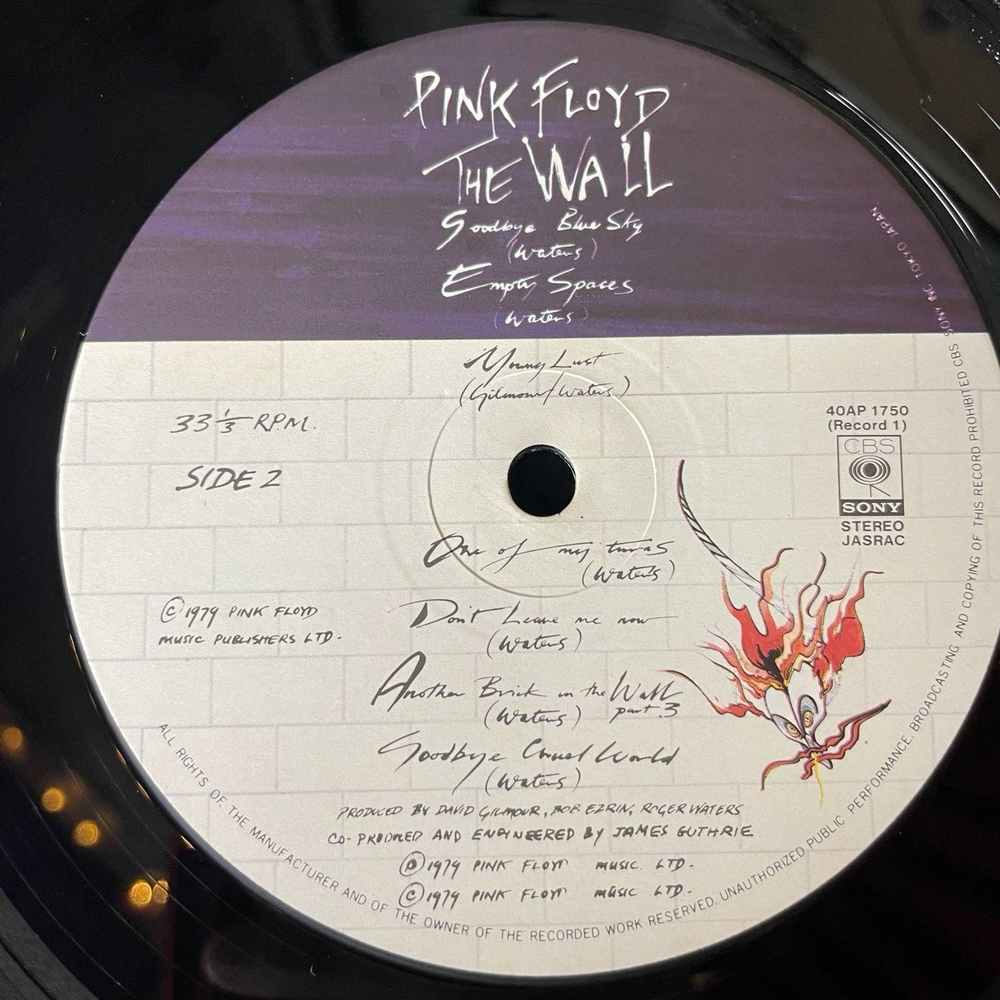 Винтажная виниловая пластинка LP Pink Floyd The Wall (Japan 1979) (No Obi) Another Brick In The Wall 40AP 1750