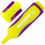 Текстовыделитель ЮНЛАНДИЯ "ELASTIC", ЖЕЛТЫЙ, прорезиненный корпус, линия 1-5 мм, 151759