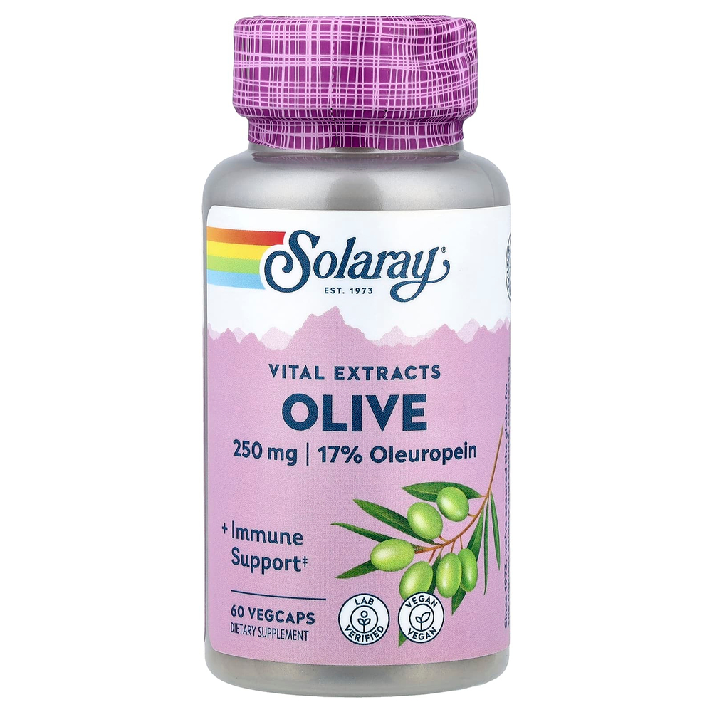 Solaray, Vital Extracts, оливы, 60 растительных капсул