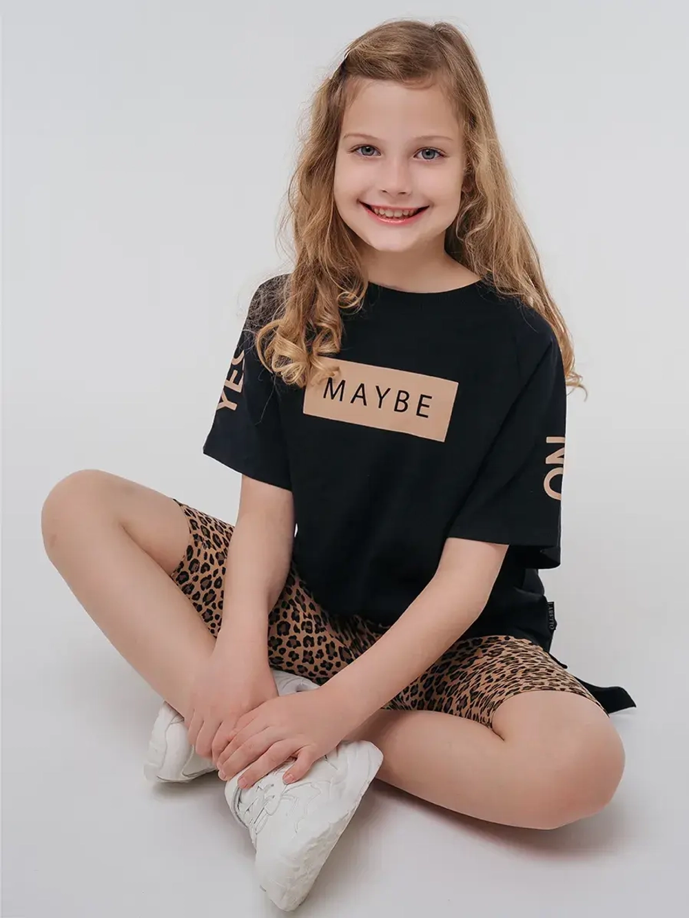 Летний костюм для девочки футболка и велосипедки