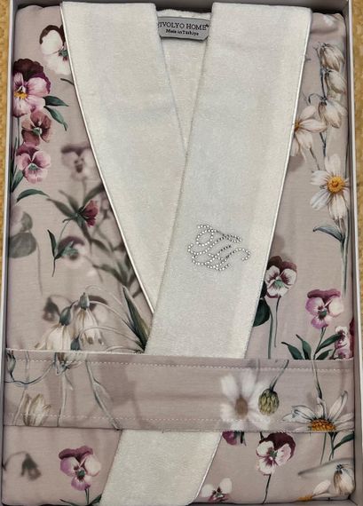 Халат женский сатин махра Tivolyo Home Daisy бежевый