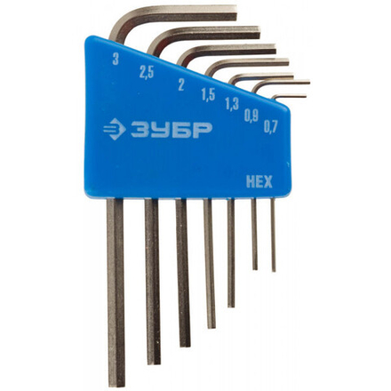 Набор ключей имбусовых ЗУБР "ЭКСПЕРТ" МИНИ для точных работ, Cr-V, HEX 0,7, 0,9, 1,3, 1,5, 2, 2,5, 3