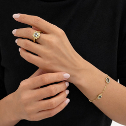 Браслет с Зеленым Аметистом и Жёлтыми Сапфирами, эмалью, Br0178-620/2