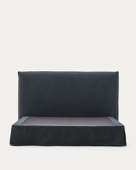 Кровать Jaira антрацитово-серого цвета со съемным чехлом для матраса 180 x 200