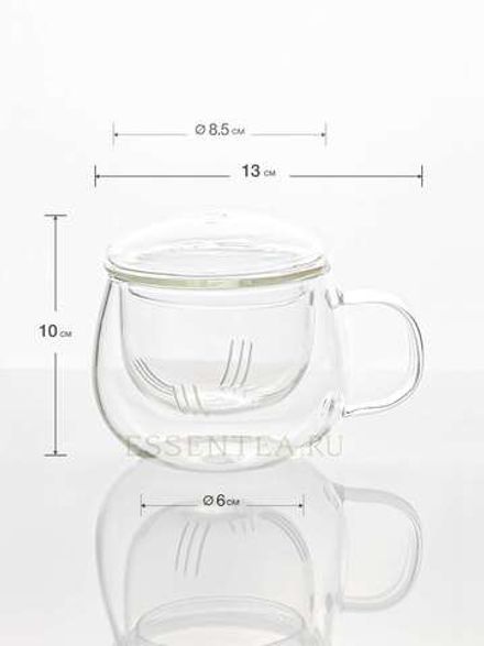 Чашка стеклянная с ручкой 270 мл