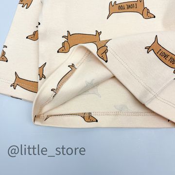 Лонгслив хлопковый "Таксы" песочно-бежевый