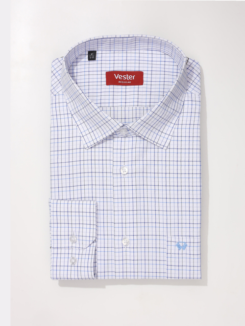 Сорочка мужская VESTER длинный рукав, клетка, хлопок/пэ 59614 29
