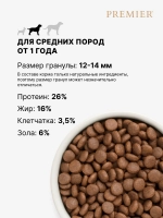 Сухой корм для взрослых собак Premier Dog Adult Medium средних пород с чувствительной кожей и шерстью лосось к с индейкой 10кг