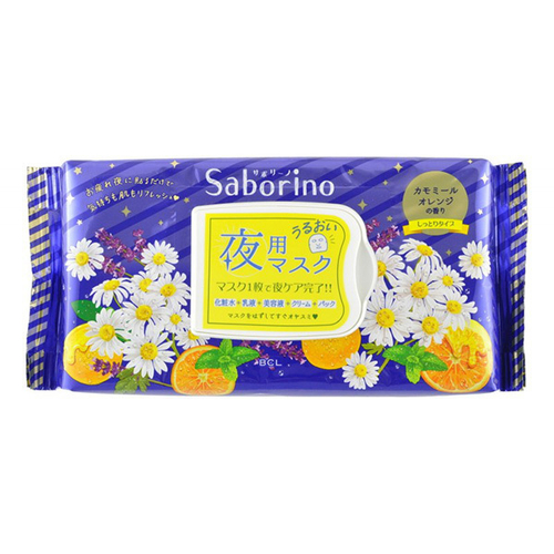 Маска-салфетка для вечернего ухода за лицом с ароматом ромашки и апельсина BCL Saborino Good Night Facial Sheet Mask 28шт