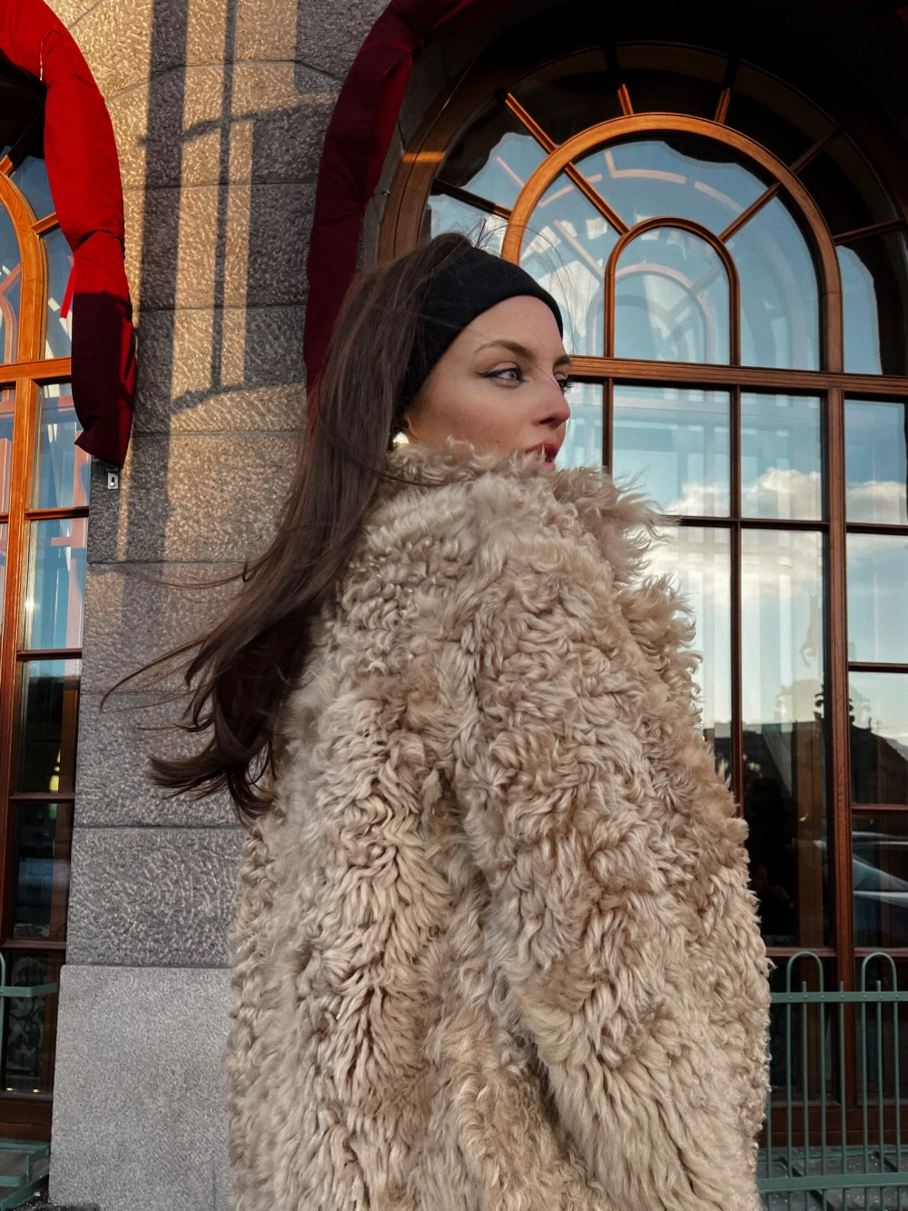 Удлиненная двусторонняя шубка Sand, Бежевая