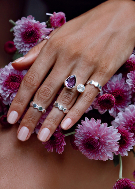 Кольцо «Дуо» с аметистом и белым топазом