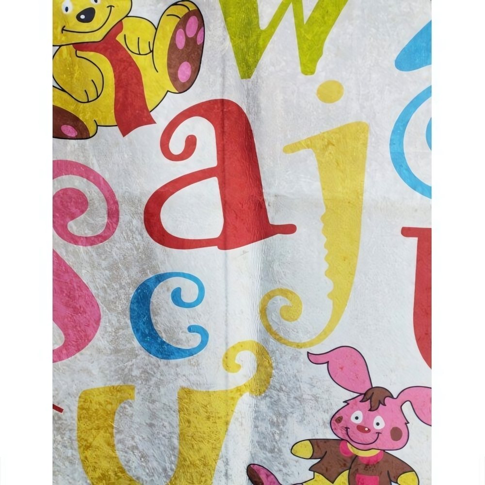 Коврик интерьерный 140cм х 200cм рисунок "БУКВЫ" обработанный край, антискользящее покрытие