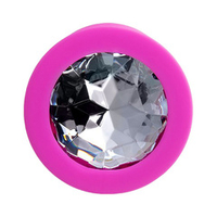 Розовая анальная втулка 7см с прозрачным кристаллом ToyFa ToDo Brilliant 357034