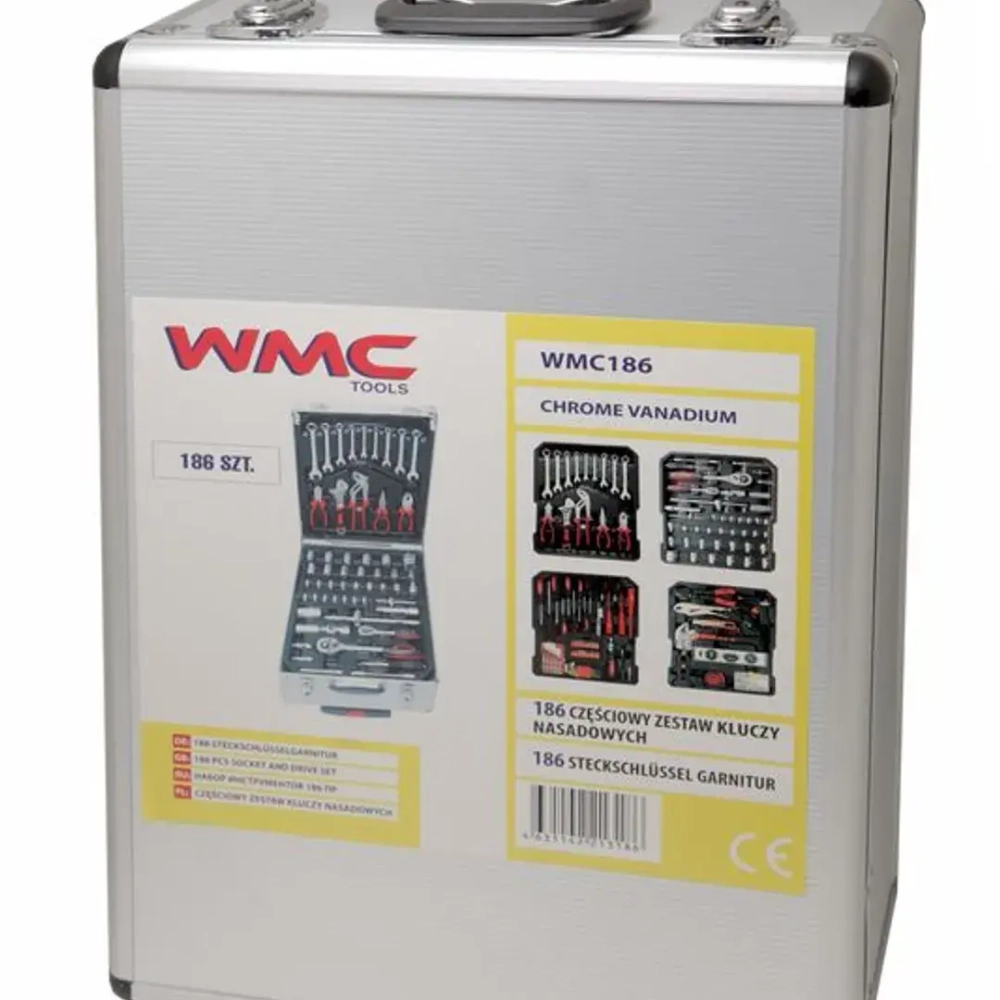 Набор инструментов 186пр. 1/4''1/2''(6-гр.) (4-30мм) ''Дорожный кейс'' WMC TOOLS WMC-WMC186