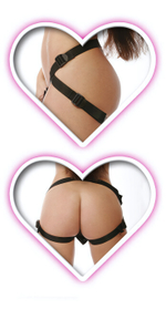 Гибкий фаллос со страпон-трусиками Heart Strap-On (Цвет: черный с розовым)