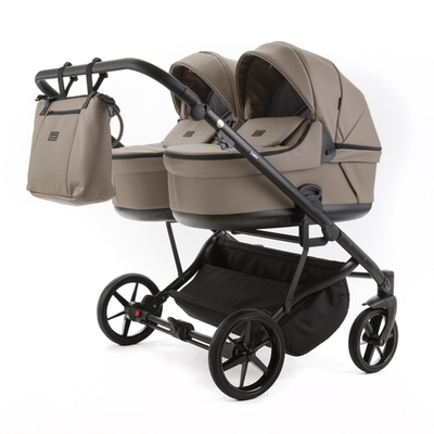 Детская универсальная коляска Adamex LEO DUO Deluxe (2в1) DUO-SA9 - Темно-бежевая экокожа