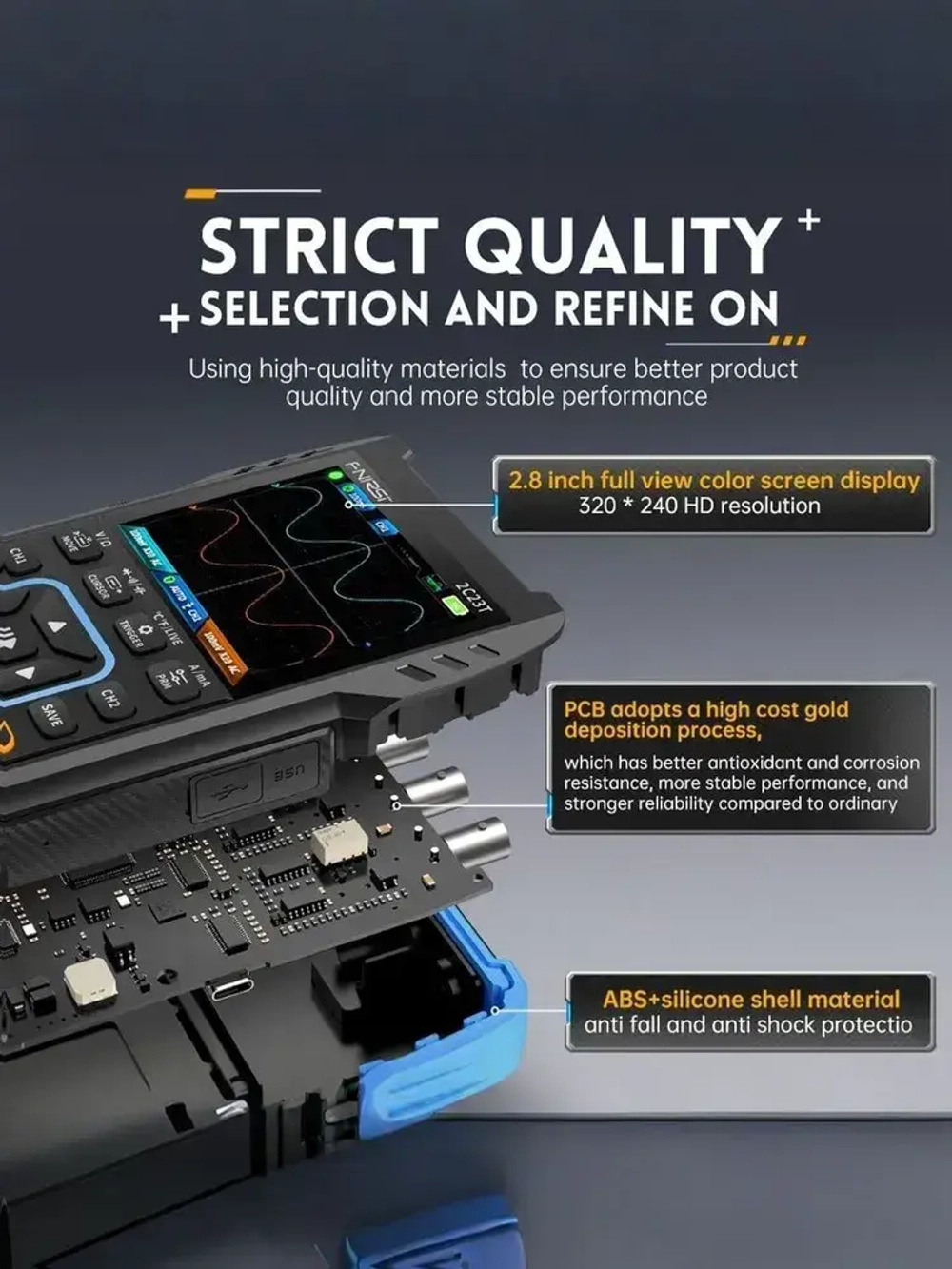 Стандартная версия двухканального устройства FNIRSI 2C23T 3-в-1 с полосой пропускания 2*10 МГц