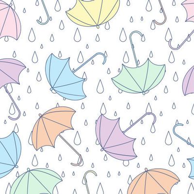 узор с разноцветным зонтиком на фоне капель дождя