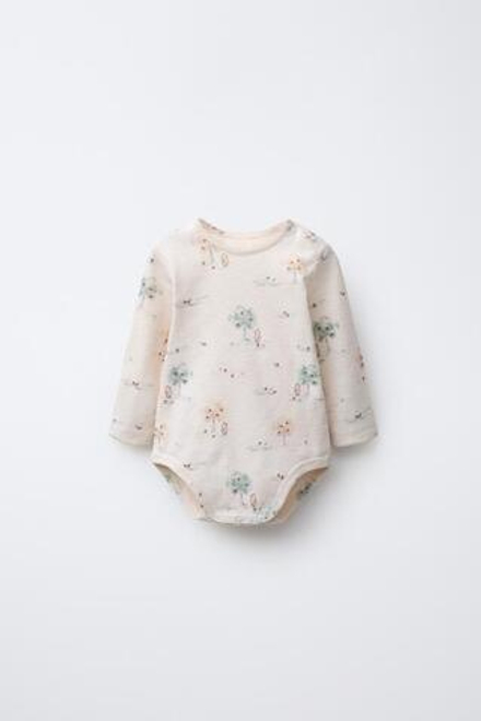 ZARA БОДИ С ПРИНТОМ «ЛЕС», ЭКРЮ