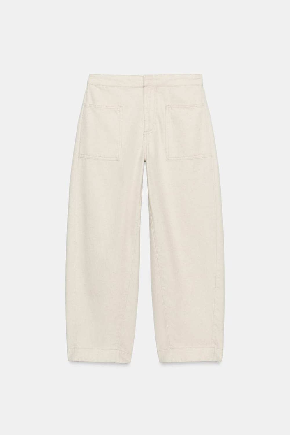 ZARA БРЮКИ BARREL — ZW COLLECTION, ЭКРЮ