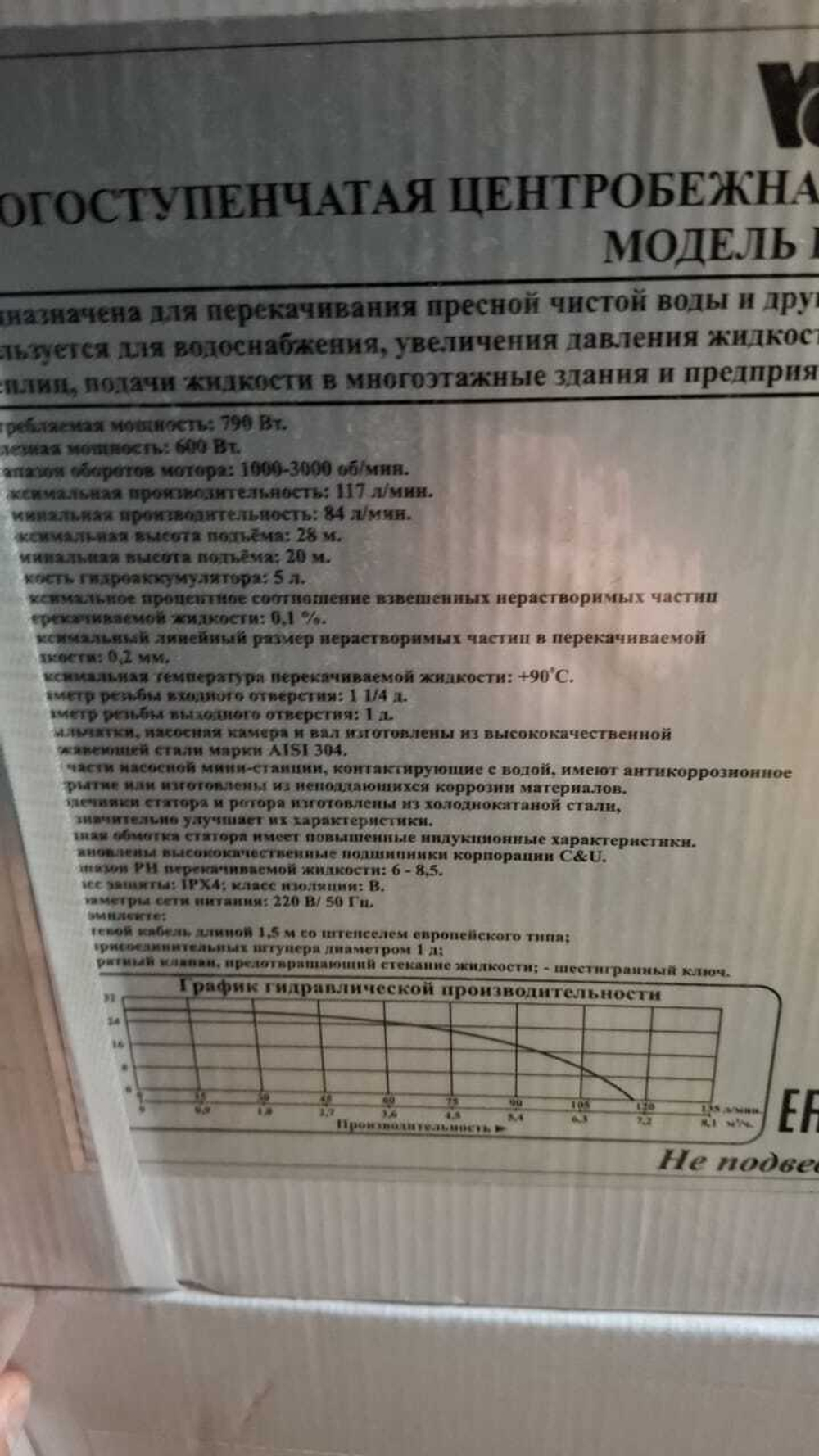 Насос "Vodotok" модель НИМ-1,4-20м-600Вт