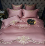 Постельное белье Сатин Гладкокрашеный Вышивка Делюкс на резинке DHCR001