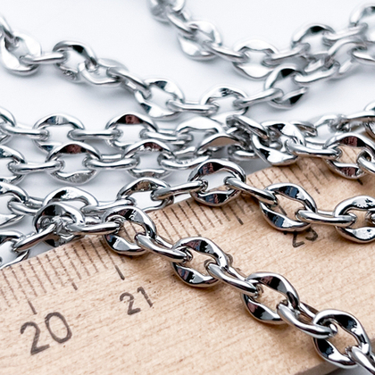 Цепочка, цвет серебро (родий), размер звена 6,5*5 мм, цена за отрезок 50 см
