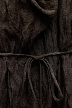 ZARA ТОП ИЗ ЖАТОЙ ЛЬНЯНОЙ ТКАНИ ZW, КОРИЧНЕВЫЙ