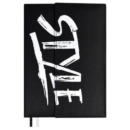 Ежедневник недат А5 кожзам., тв.пер., 160л. "Шеврет экстра черный" ляссе, магн.клапан