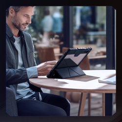 Чехол книжка от Nillkin для планшета Samsung Galaxy Tab S9 Ultra и Tab S10 Ultra, серия Bumper Pro Case-Multi Angle Folding Style, с защитной шторкой для камеры