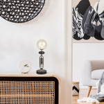 Настольный светильник 1x40Вт G9, металл/стекло, черный/золото, янтарный/дымчатый