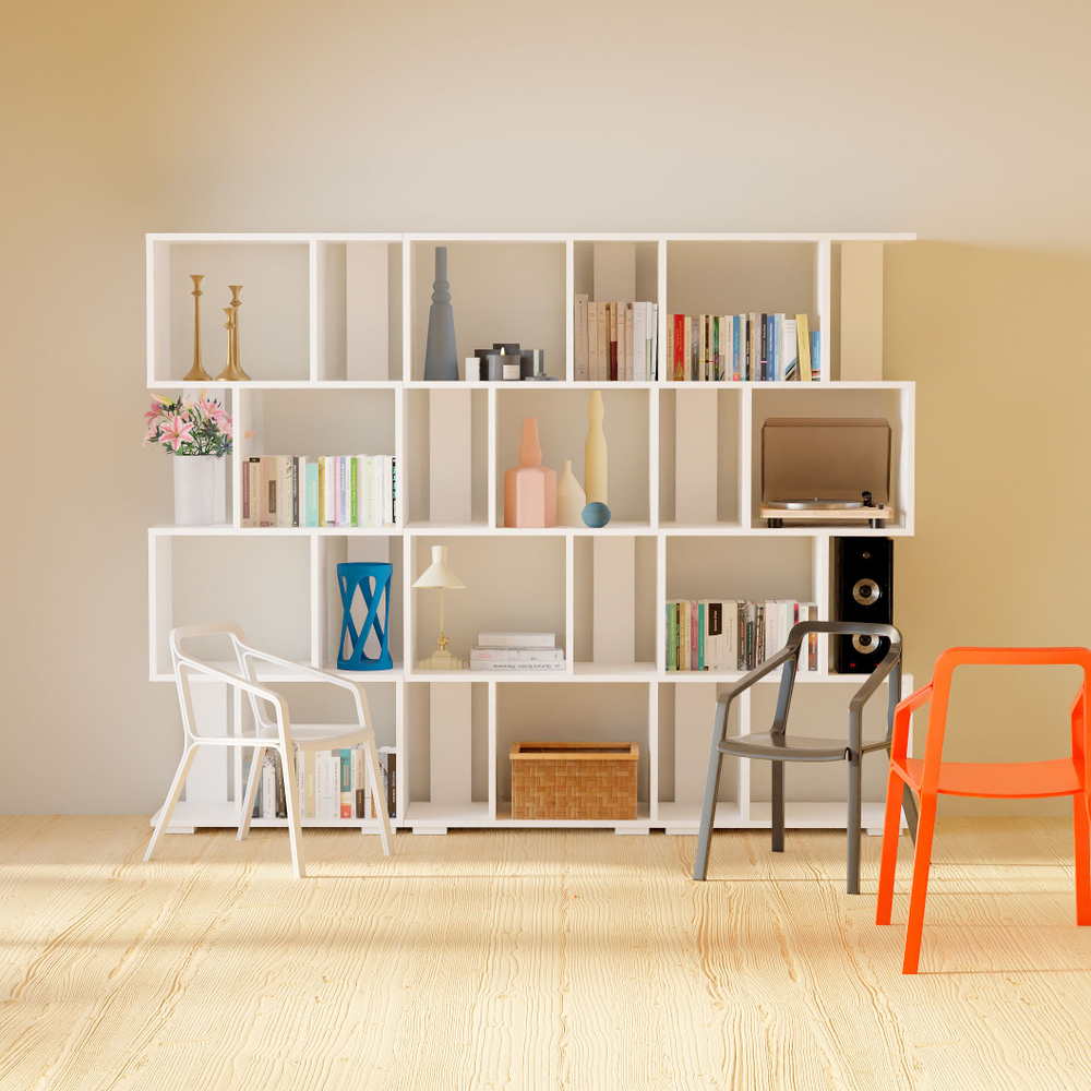 Стеллаж, 60х30х142, Дален , деревянный напольный для игрушек и для книг, белый, Dipriz