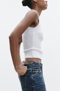 ZARA ТОП С ШИРОКИМИ БРЕТЕЛЯМИ, БЕЛЫЙ