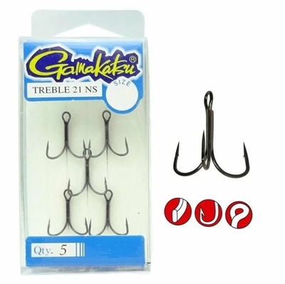 Крючок тройник рыболовный Gamakatsu TREBLE 21NS (EWG) №02 ( упк. по 5шт.)