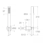 Душевой набор встраиваемый 3792DGR графит
