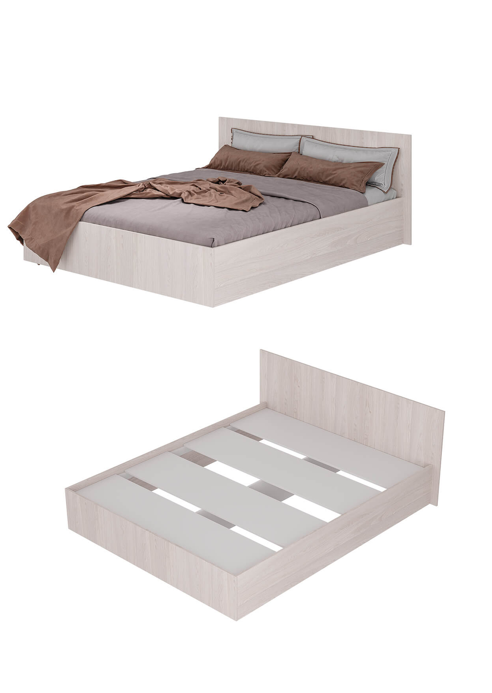 Кровать Белла КР-16 ясень белый 1600 + настил