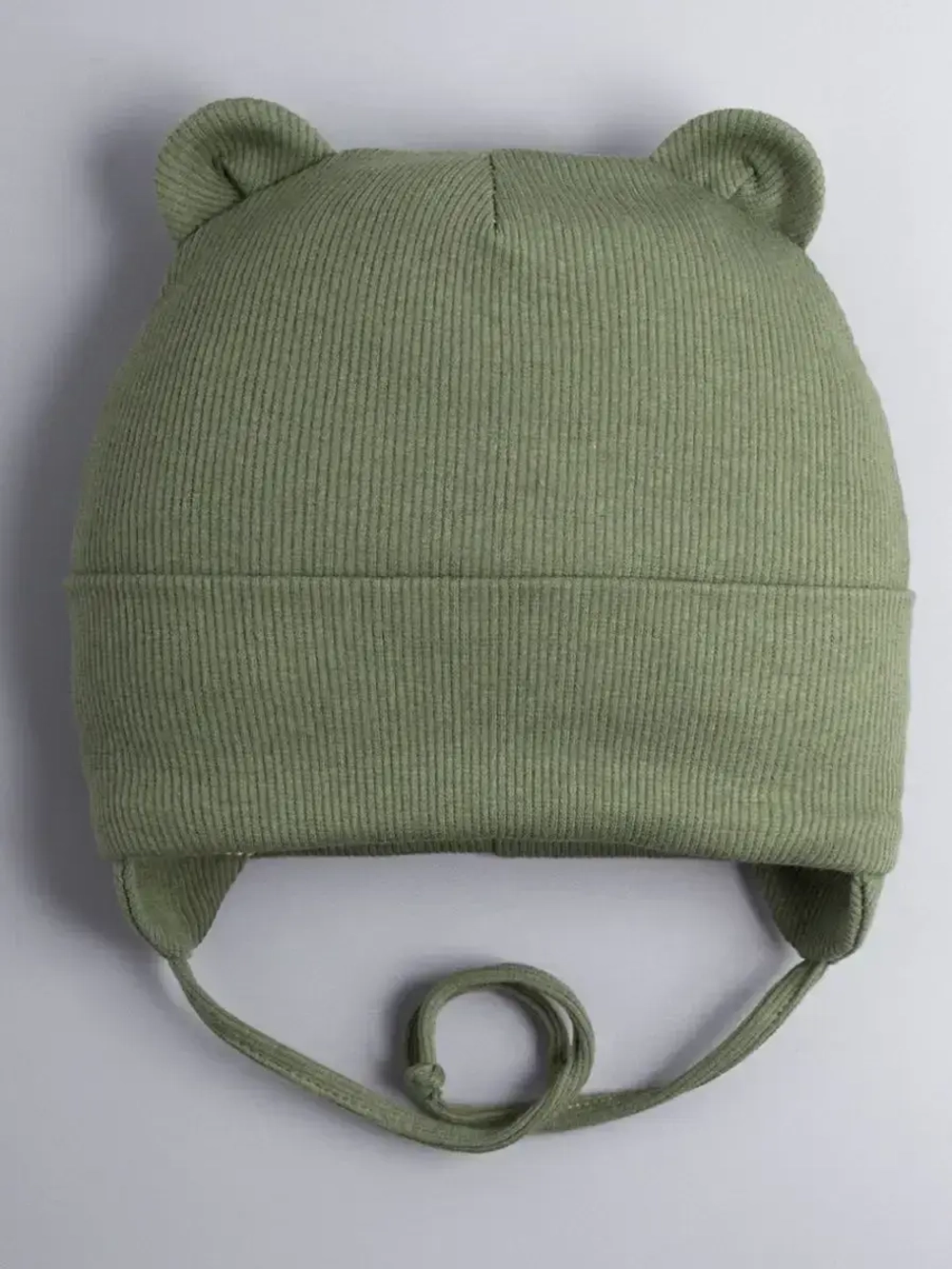 Шапка детская с ушками на завязках на осень